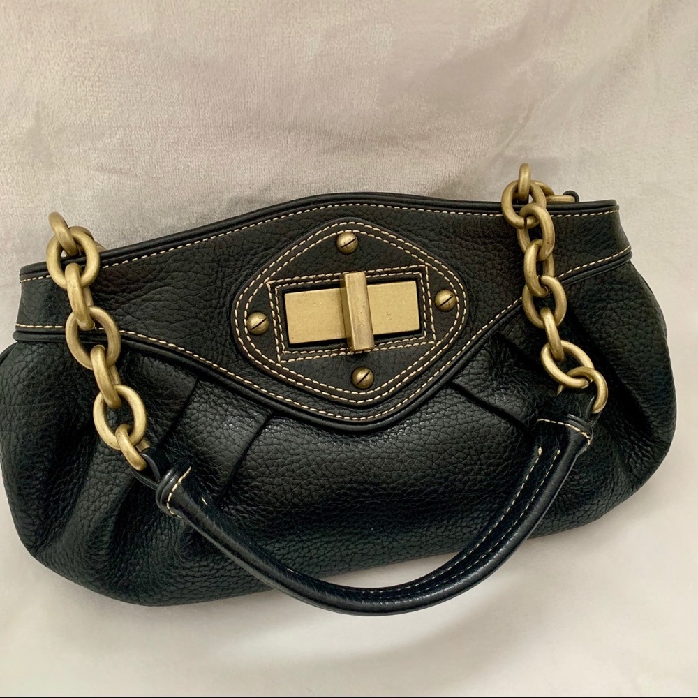 Maxx New York Black leather, distressed gold purse